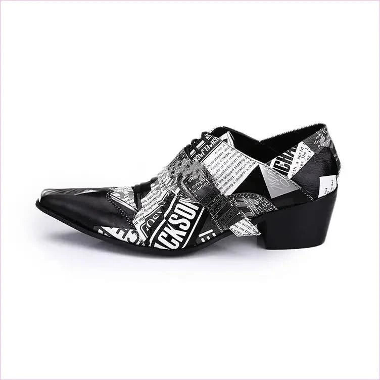 Michael Jackson Newspaper Print Leather Lace-up Buckle Shoes - Pleasures and Sins