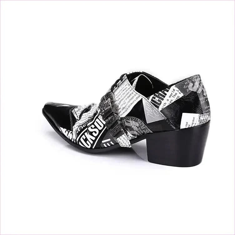 Michael Jackson Newspaper Print Leather Lace-up Buckle Shoes - Pleasures and Sins