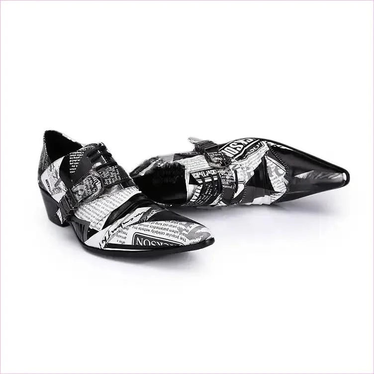 Michael Jackson Newspaper Print Leather Lace-up Buckle Shoes - Pleasures and Sins