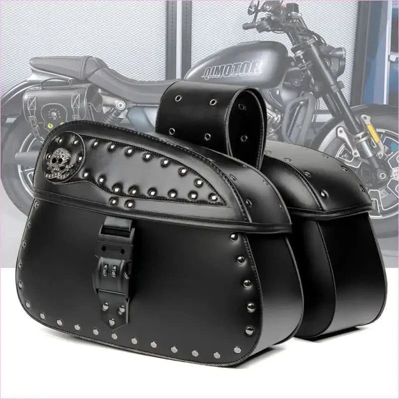 Motorcycle Saddle Bag with Retro Skull Design Large Capacity - Pleasures and Sins