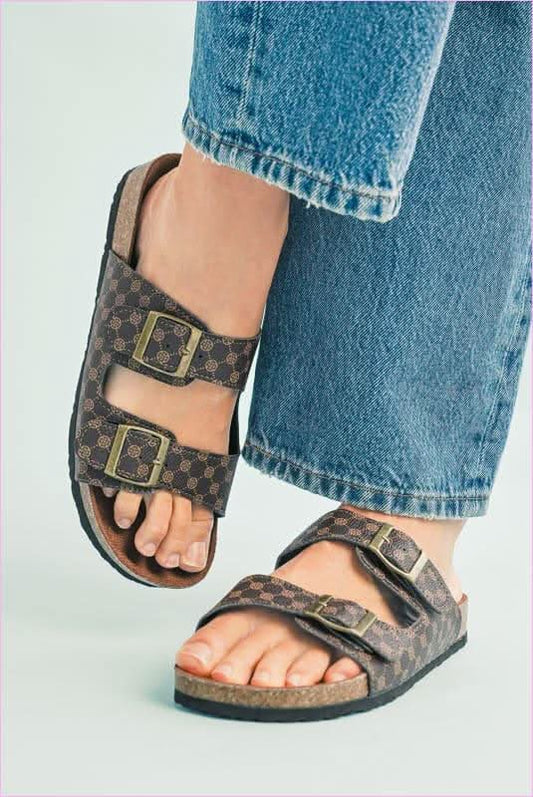 Open Toe Buckle Plaid Summer Shoes for Stylish Summer Footwear - Pleasures and Sins