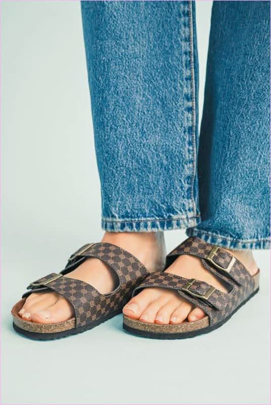 Open Toe Buckle Plaid Summer Shoes for Stylish Summer Footwear - Pleasures and Sins
