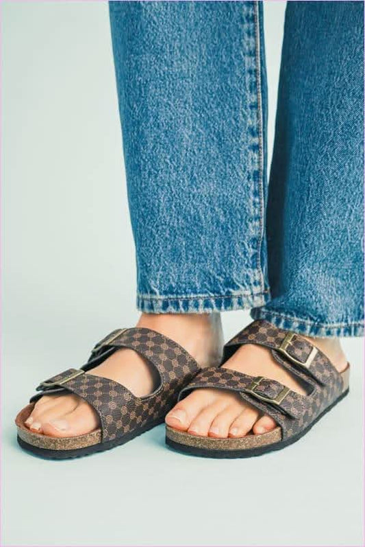 Open Toe Buckle Plaid Summer Shoes for Stylish Summer Footwear - Pleasures and Sins