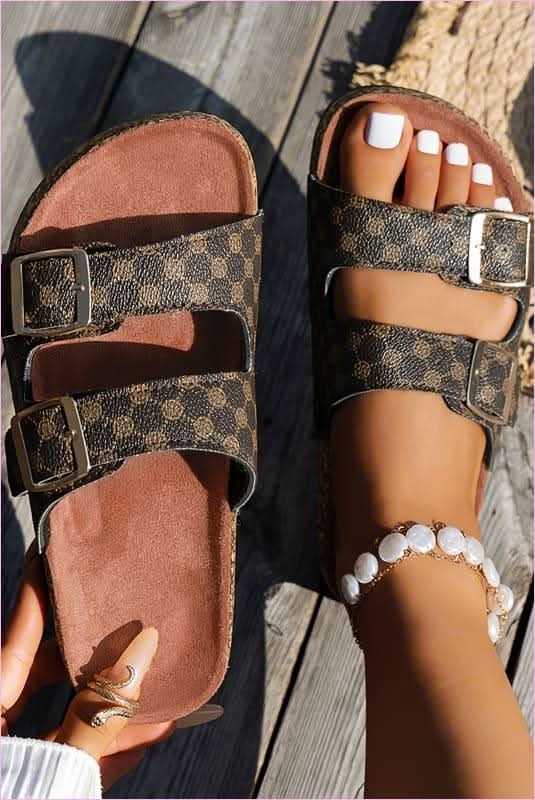Open Toe Buckle Plaid Summer Shoes for Stylish Summer Footwear - Pleasures and Sins