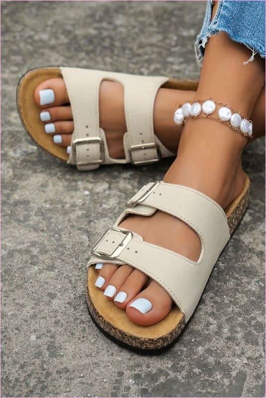 Open Toe Buckle Plaid Summer Shoes for Stylish Summer Footwear - Pleasures and Sins