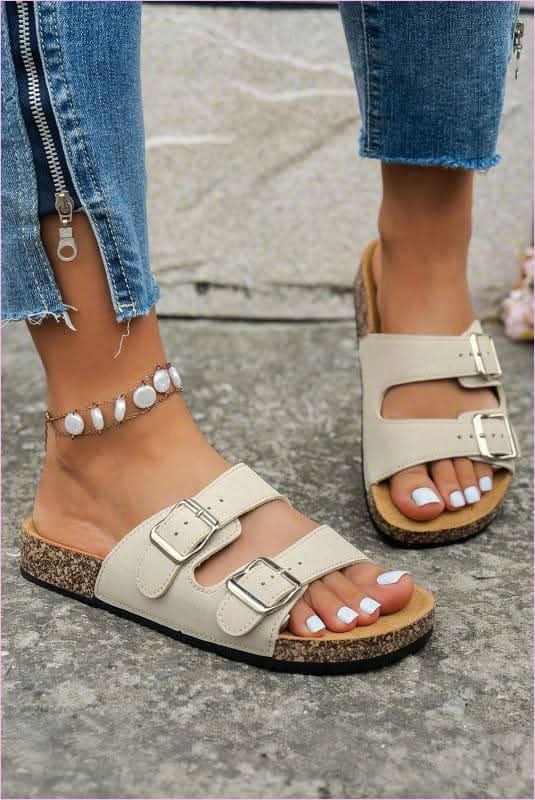Open Toe Buckle Plaid Summer Shoes for Stylish Summer Footwear - Pleasures and Sins