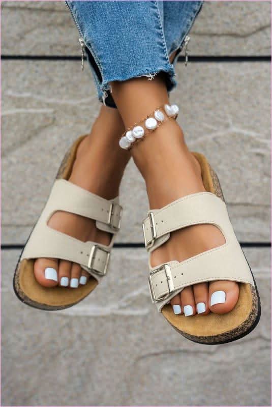Open Toe Buckle Plaid Summer Shoes for Stylish Summer Footwear - Pleasures and Sins