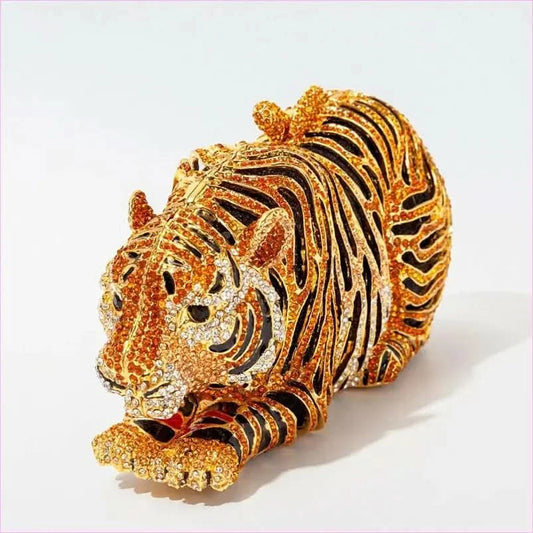 Ornate Metal Bling Rhinestonetiger Evening Luxury Clutch Bag - Pleasures and Sins