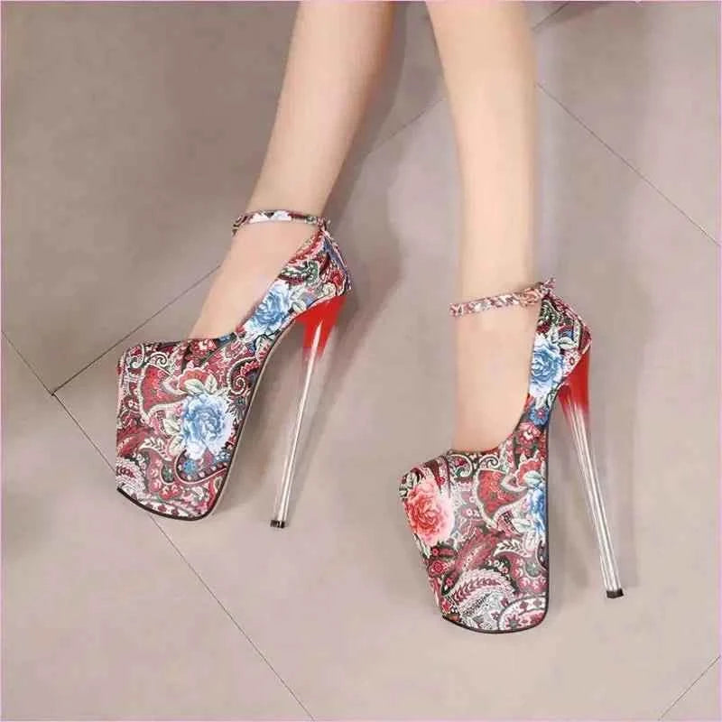 Paisley Style Print Drag Queen Heels Platform Heels - Pleasures and Sins
