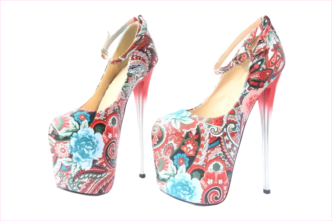 Paisley Style Print Drag Queen Heels Platform Heels - Pleasures and Sins