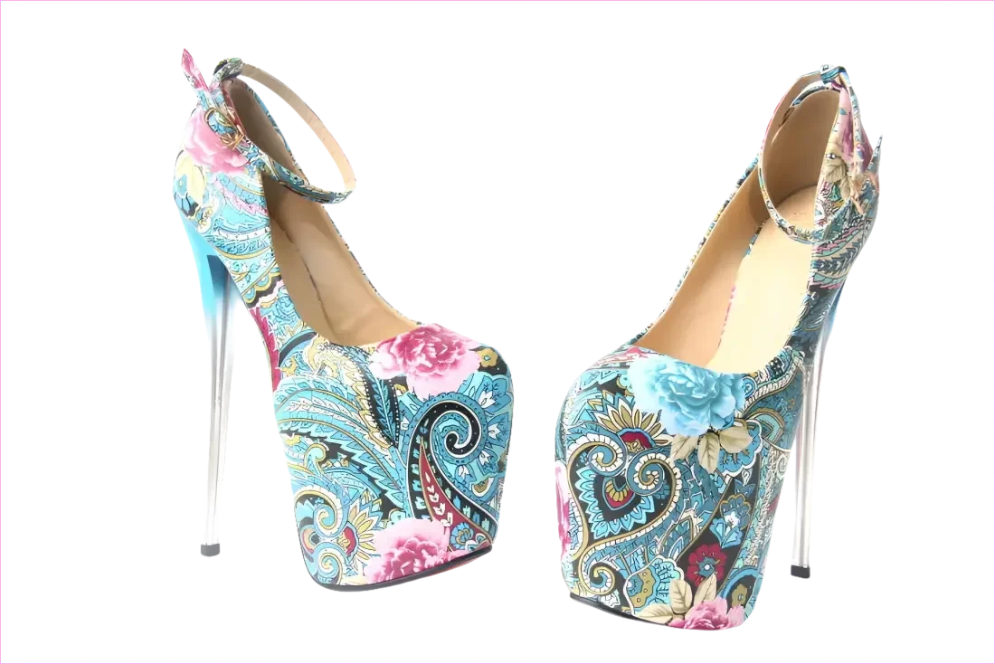 Paisley Style Print Drag Queen Heels Platform Heels - Pleasures and Sins