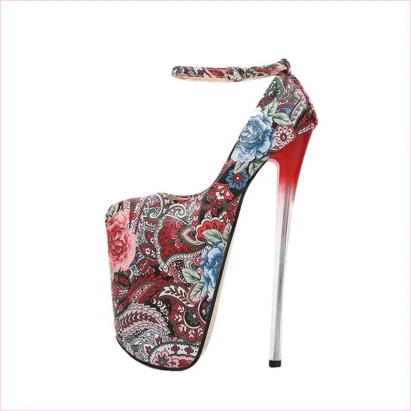 Paisley Style Print Drag Queen Heels Platform Heels - Pleasures and Sins