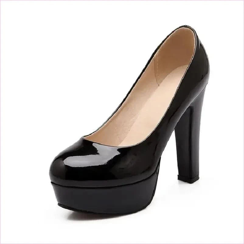 Pastel Patent Platform Low Cut Thick Heel Shoes in Plus Sizes - Pleasures and Sins