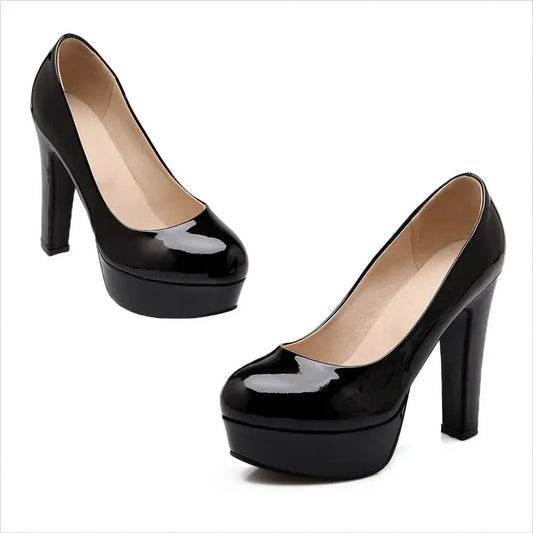 Pastel Patent Platform Low Cut Thick Heel Shoes in Plus Sizes - Pleasures and Sins