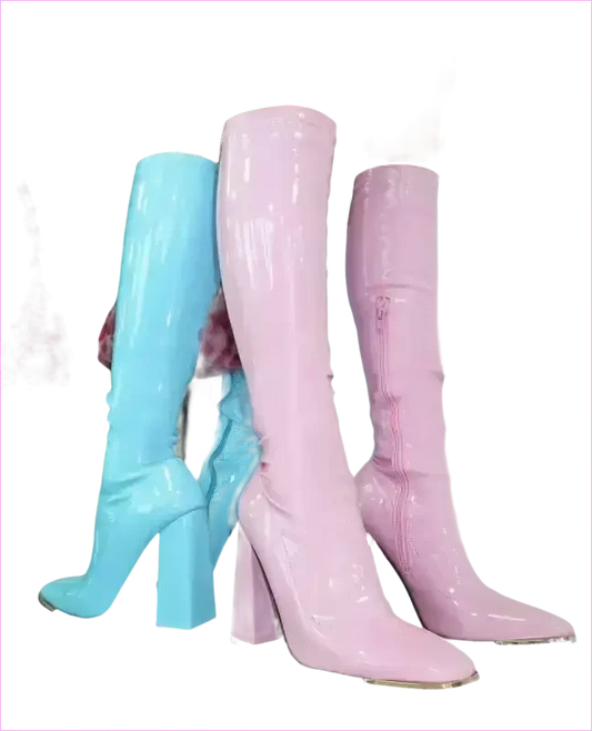 Pastel Square Toe Chunky Heel Candy Boots for Fun Style - Pleasures and Sins