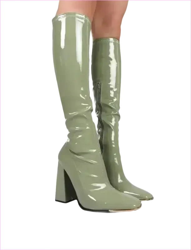 Pastel Square Toe Chunky Heel Candy Boots for Fun Style - Pleasures and Sins