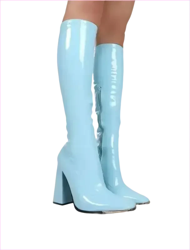 Pastel Square Toe Chunky Heel Candy Boots for Fun Style - Pleasures and Sins
