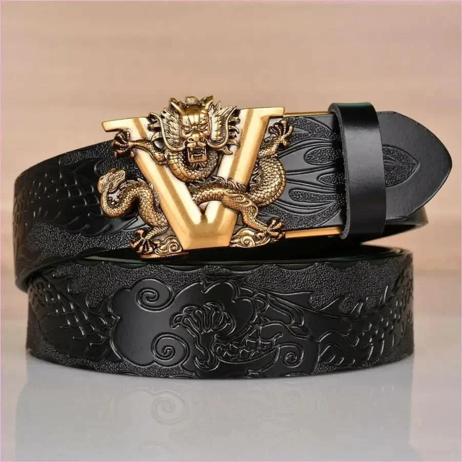 Personalized Dragon Pattern Embossed Leather Ethnic Style Belt - Pleasures and Sins