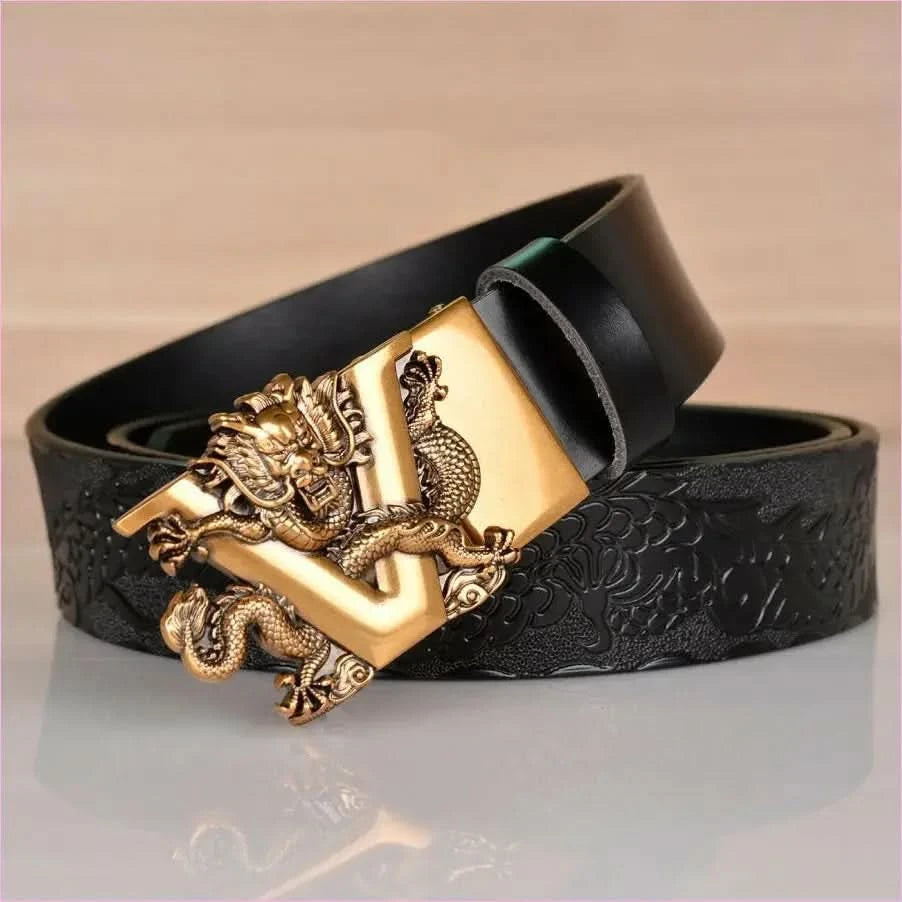 Personalized Dragon Pattern Embossed Leather Ethnic Style Belt - Pleasures and Sins