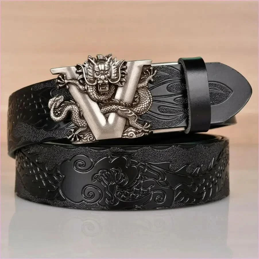 Personalized Dragon Pattern Embossed Leather Ethnic Style Belt - Pleasures and Sins