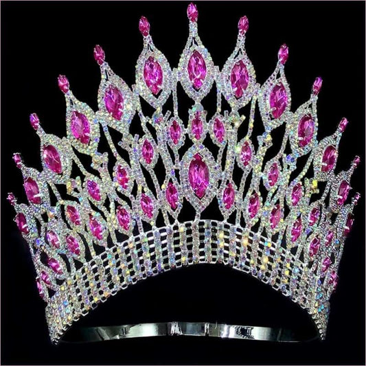 Pink Gemstone Rhinestone Wedding Crown Tiara Hair Jewellery - Pleasures and Sins