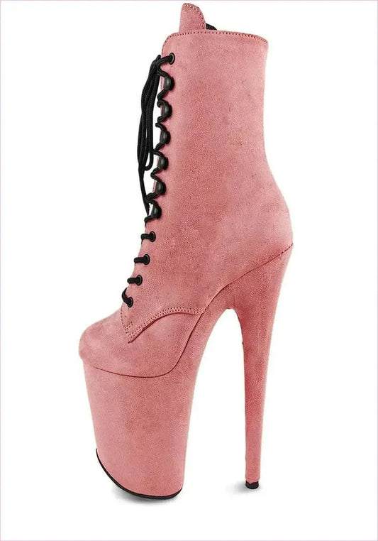 Pink High-heeled Pole Dance Shoes with 20cm Heel and Waterproof Platform - Pleasures and Sins