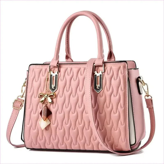 Pink Quilted High Capacity Fashion Handbag with Gold Hardware - Pleasures and Sins
