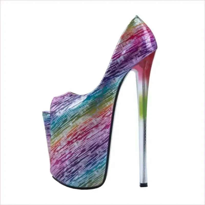 Pink Snakeskin High Platform Heel Peep Toe Shoes for Ladies - Pleasures and Sins