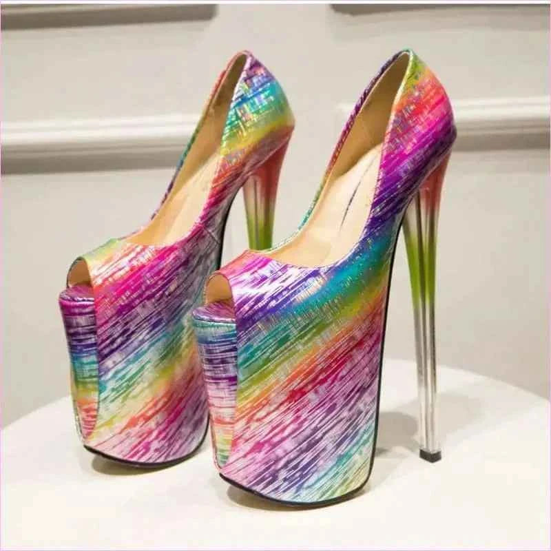 Pink Snakeskin High Platform Heel Peep Toe Shoes for Ladies - Pleasures and Sins