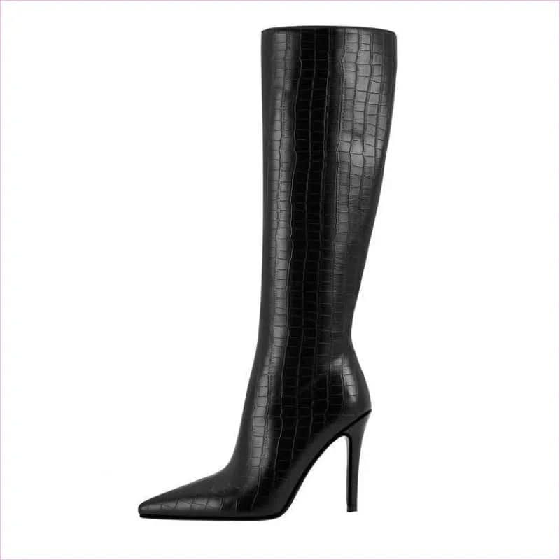 Plaid Pattern Boots with Pointed Stiletto Heel Crafted Meticulously - Pleasures and Sins