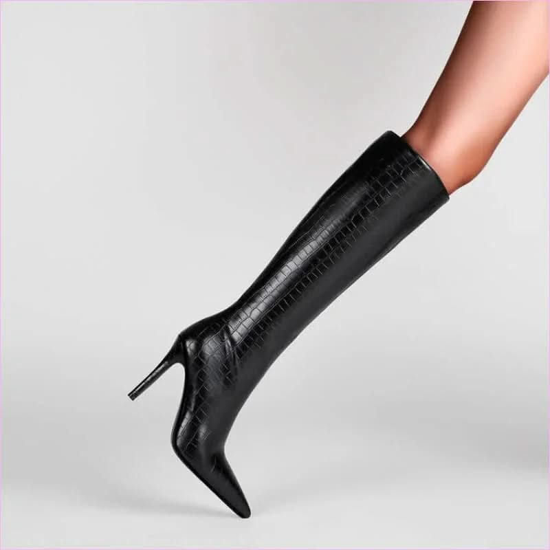Plaid Pattern Boots with Pointed Stiletto Heel Crafted Meticulously - Pleasures and Sins