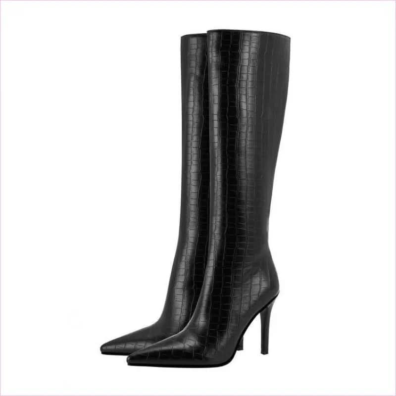 Plaid Pattern Boots with Pointed Stiletto Heel Crafted Meticulously - Pleasures and Sins