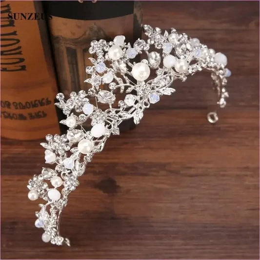 Pleasures and Sins Crystal Bridal Tiara with Pearl Headband - Pleasures and Sins