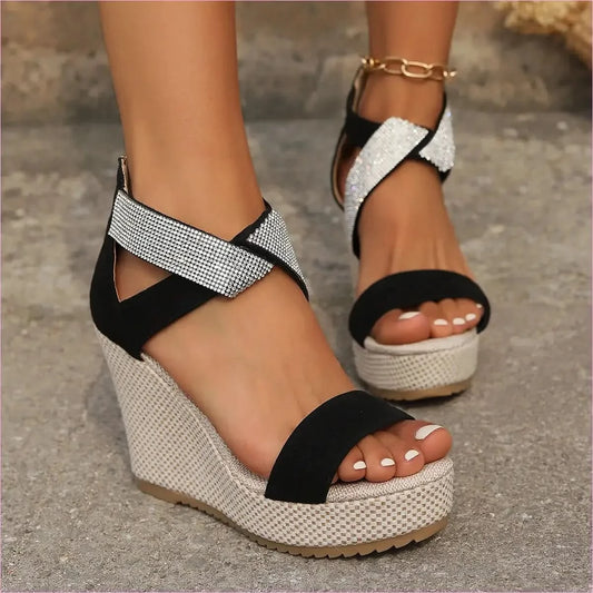 Pleasures and Sins Ladies Open Toe High Wedge Sandals - Pleasures and Sins