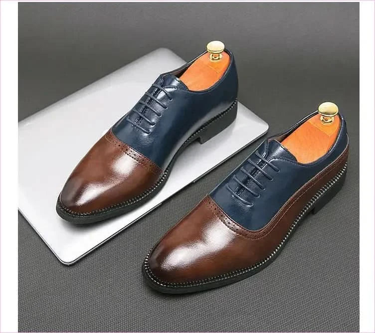 Pleasures and Sins Men’s Business Double Color Block Brogue Style Shoes - Pleasures and Sins
