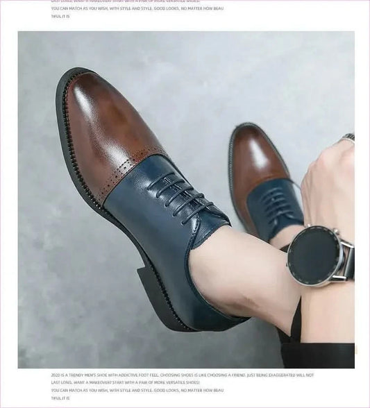Pleasures and Sins Men’s Business Double Color Block Brogue Style Shoes - Pleasures and Sins