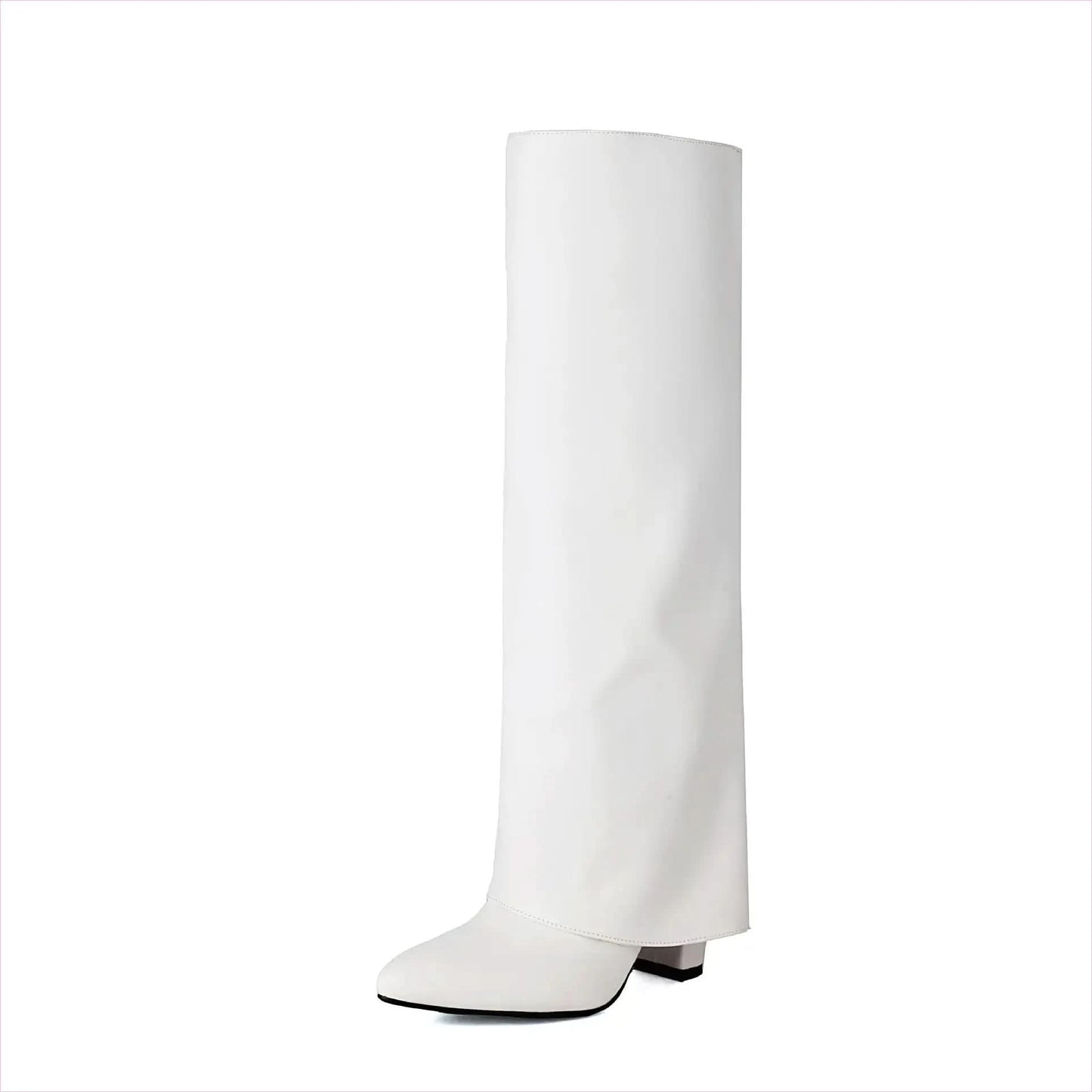 Plus Size Unisex High Heel Fold Over Boots for All Body Types - Pleasures and Sins