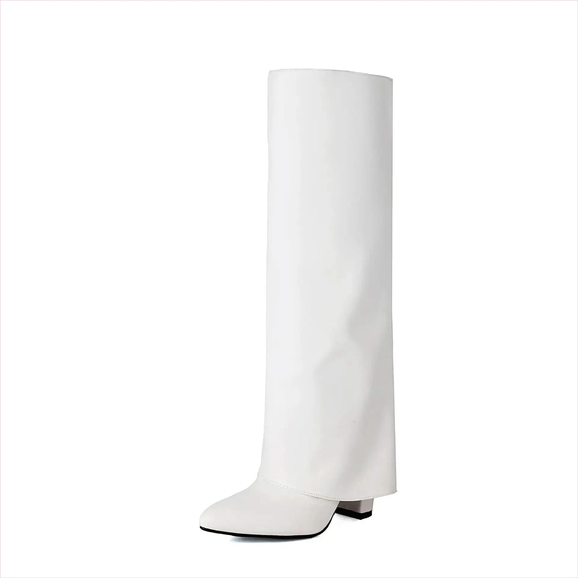 Plus Size Unisex High Heel Fold Over Boots for All Body Types - Pleasures and Sins