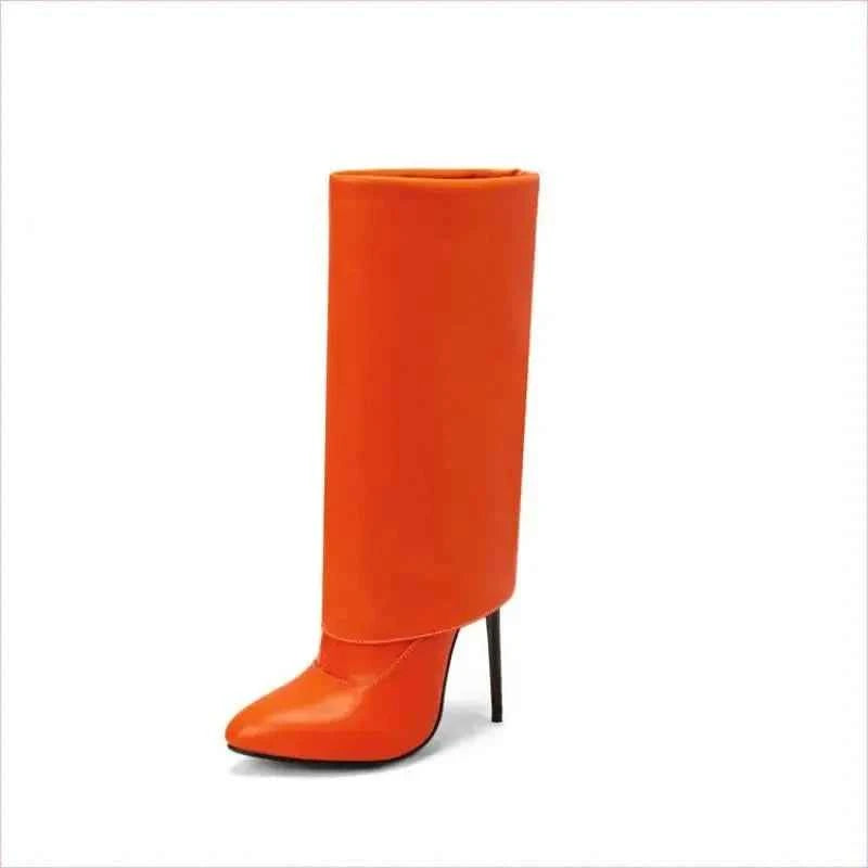 Pointed Toe Knee-high Fold OverBoots with Zipper - Pleasures and Sins