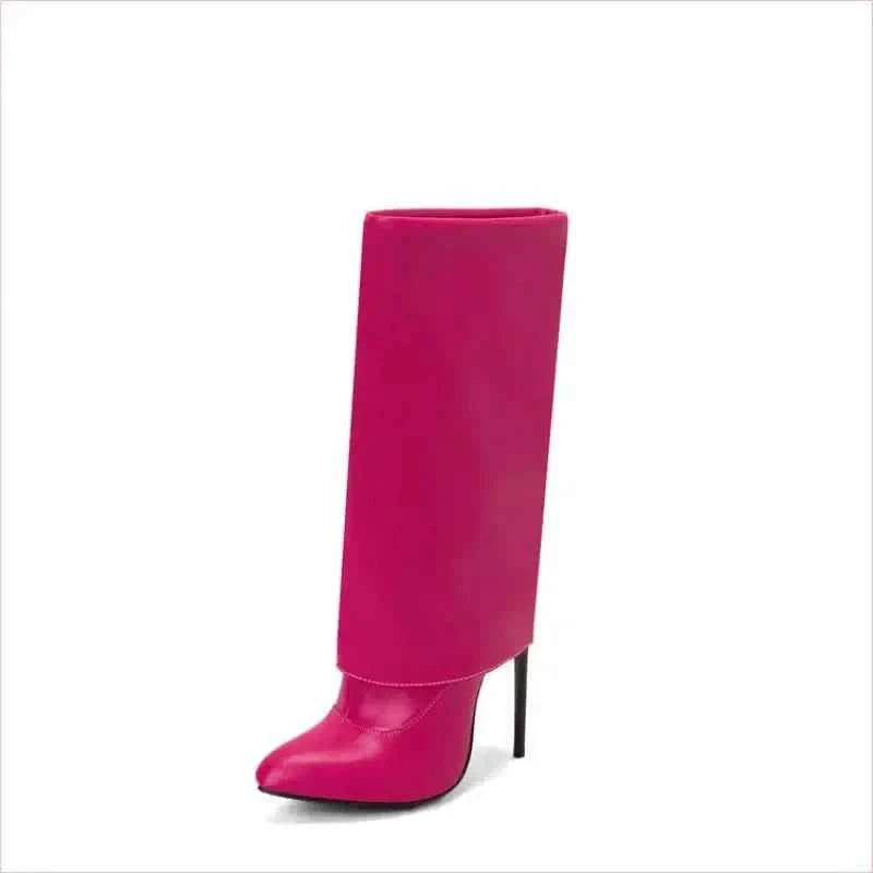 Pointed Toe Knee-high Fold OverBoots with Zipper - Pleasures and Sins