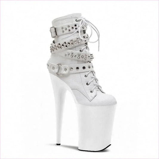 Pole Dance High Nightclub Platform Patent Leather Ankle Boots - Pleasures and Sins