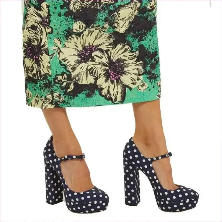 Polka Dot Mary Jane High Heel Shoes with Thick Sole for Stylish Comfort - Pleasures and Sins