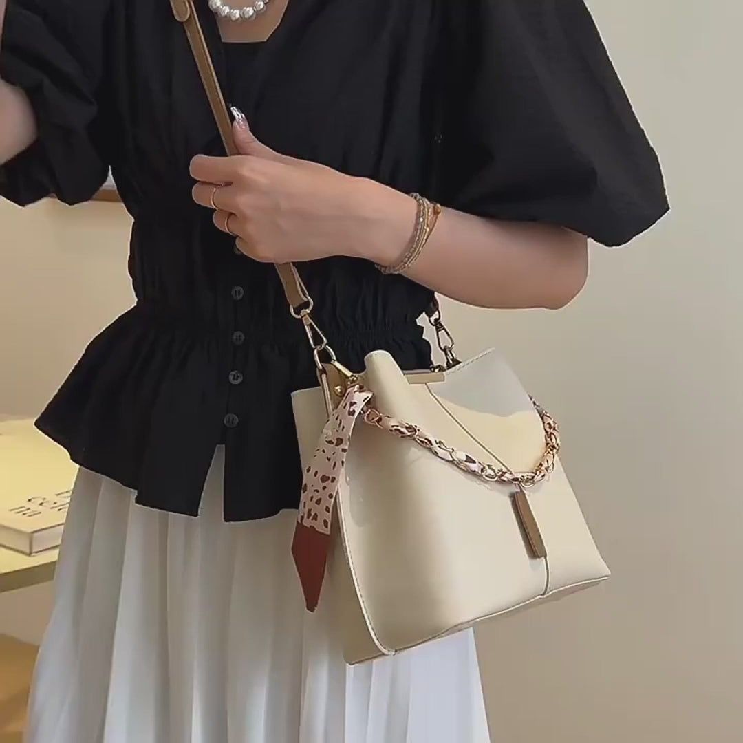 Versatile Bucket Bag with Scarf Handle for Women’s Crossbody Fashion Bag Pleasures and Sins