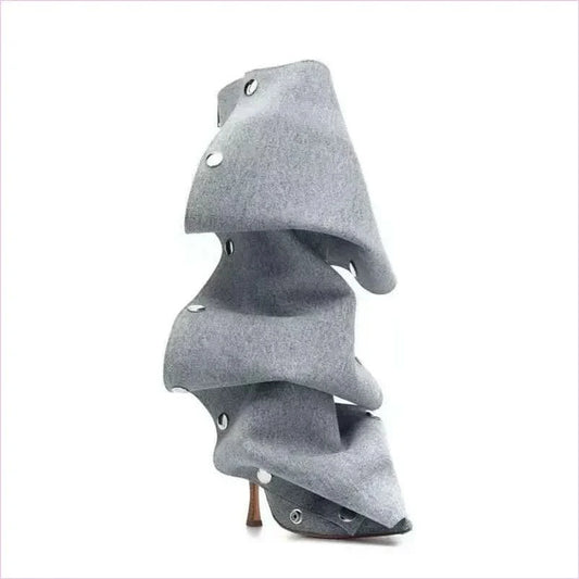 Punk Style Knee Length Pleated Rivet Western Cowboy Boots - Pleasures and Sins