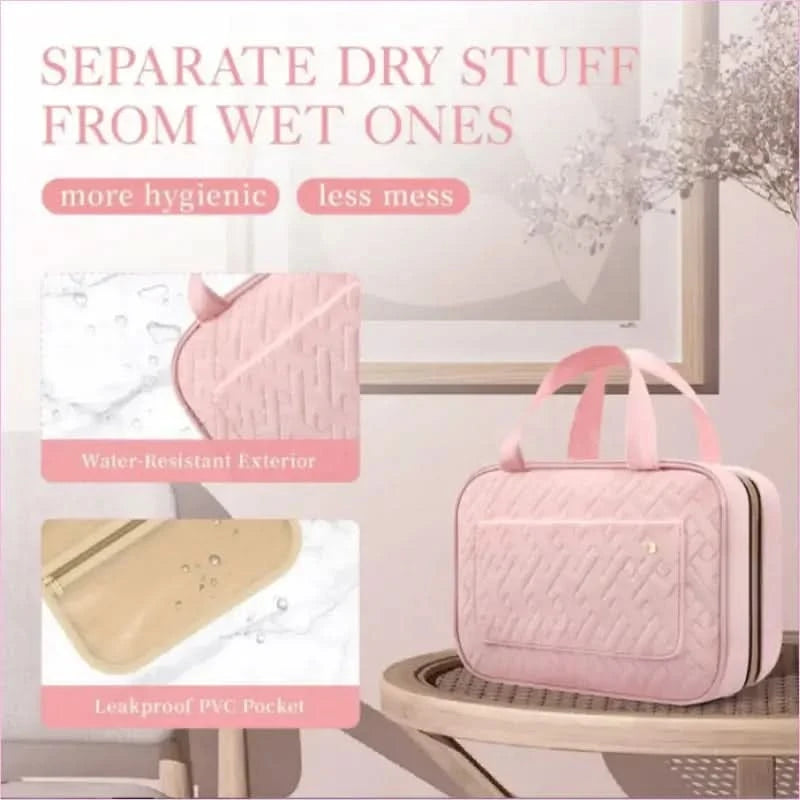 Purple Ladies Portable Travel Toiletry Bag with Hook and Compartments - Pleasures and Sins