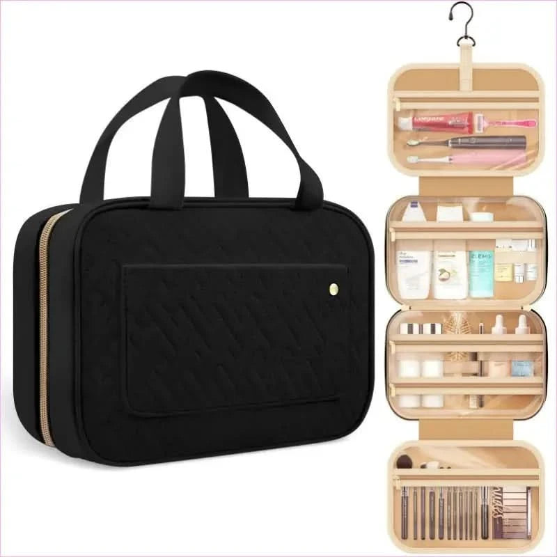 Purple Ladies Portable Travel Toiletry Bag with Hook and Compartments - Pleasures and Sins
