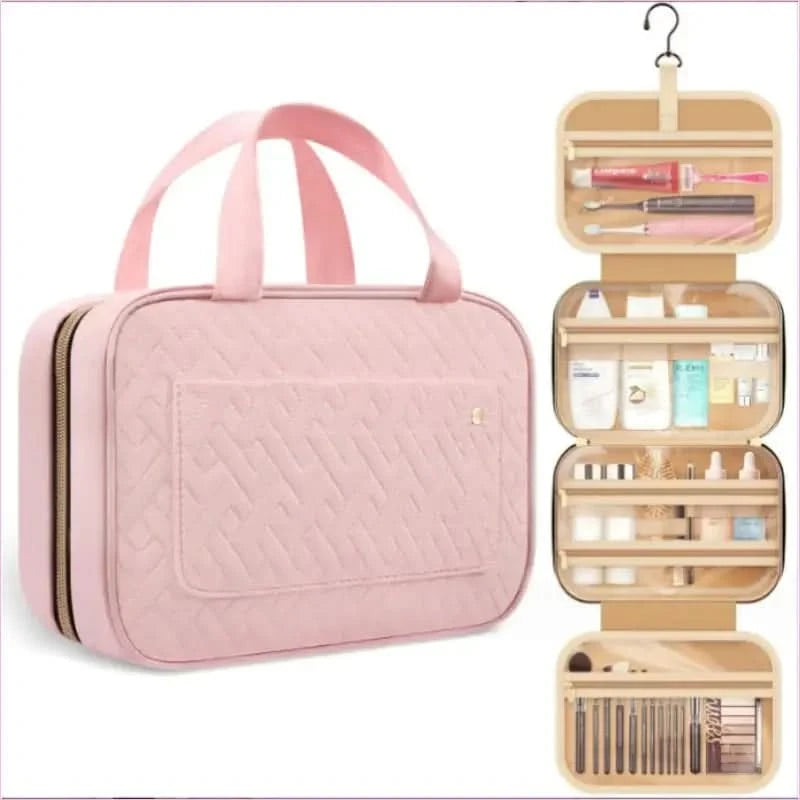 Purple Ladies Portable Travel Toiletry Bag with Hook and Compartments - Pleasures and Sins