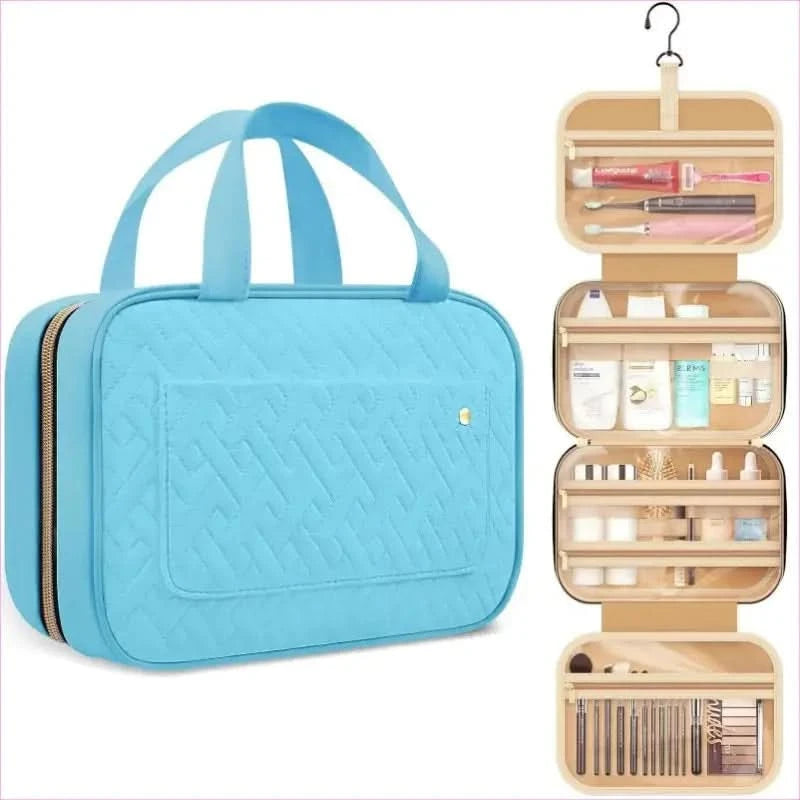 Purple Ladies Portable Travel Toiletry Bag with Hook and Compartments - Pleasures and Sins