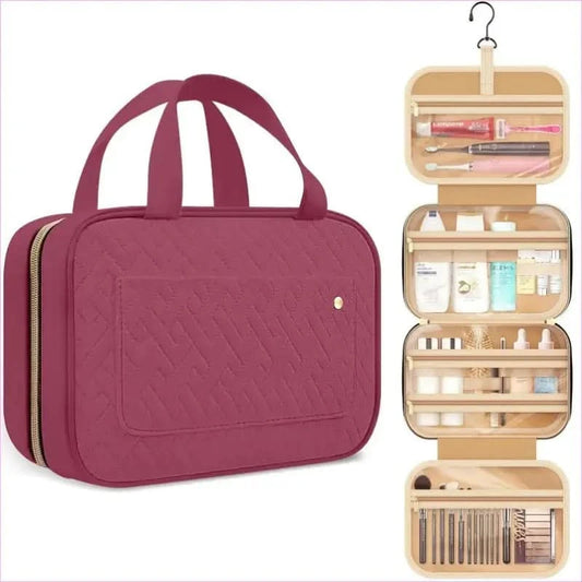 Purple Ladies Portable Travel Toiletry Bag with Hook and Compartments - Pleasures and Sins