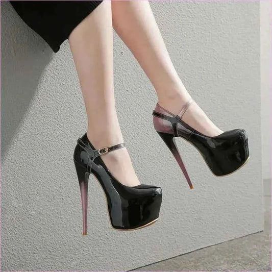 Purple Ombré Platform Heel Drag Queen Shoes with Removable Ankle Strap - Pleasures and Sins